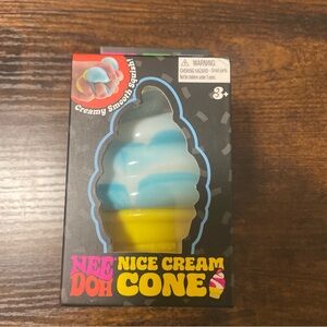 Nee Doh Ice Cream Cone Squishy Toy - Blue and Yellow Sensory Toy Kids Adults Fun